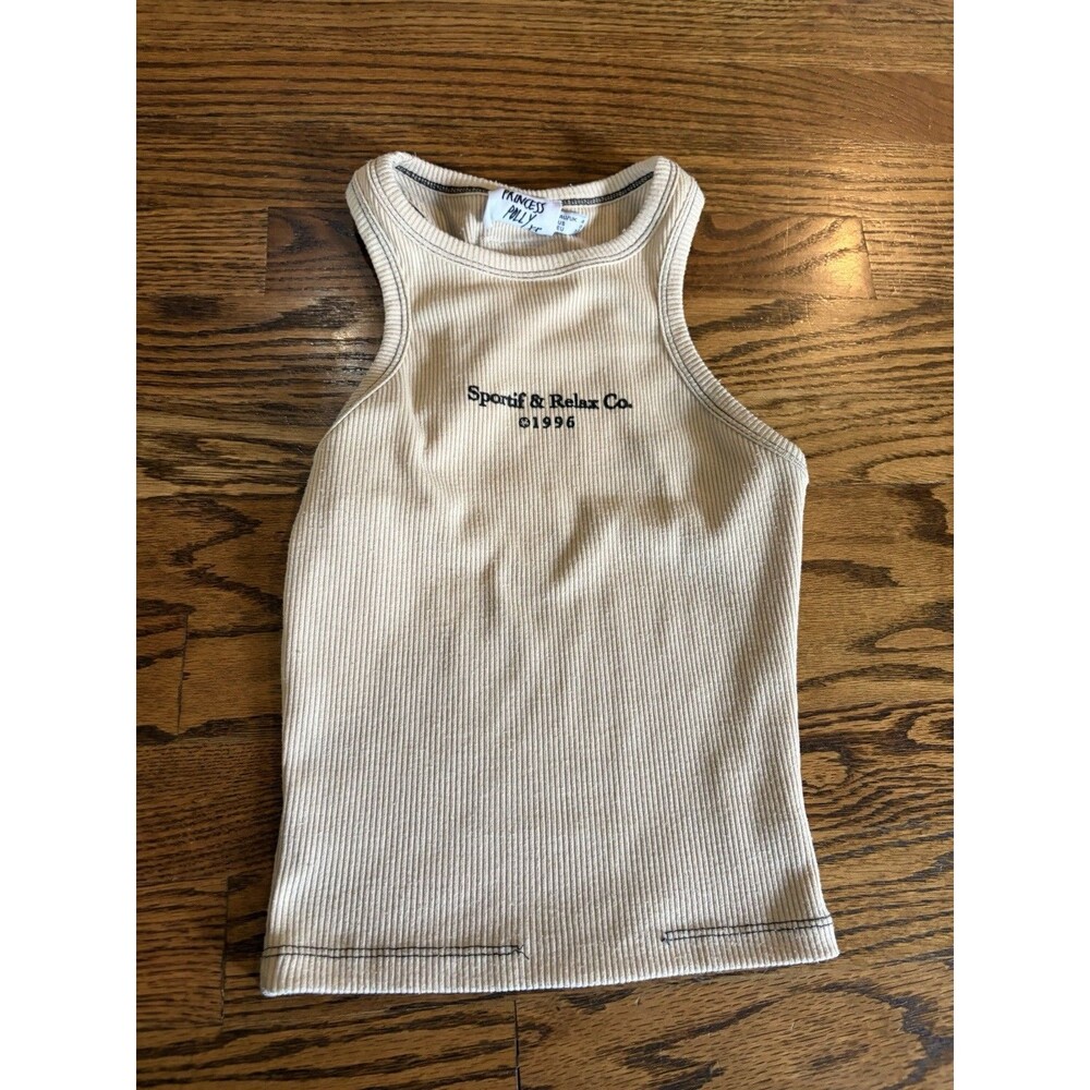 Princess Polly Sportif & Relax Tan Crop Ribbed Racerback Tank Top Size 0 Summer
